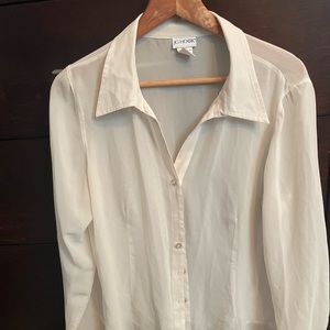 White sheer polyester but not blouse size 16
